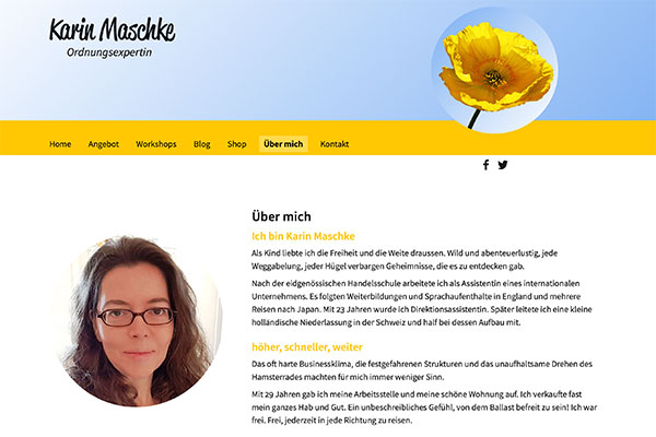 Bildschirmbild Website Karin Maschke